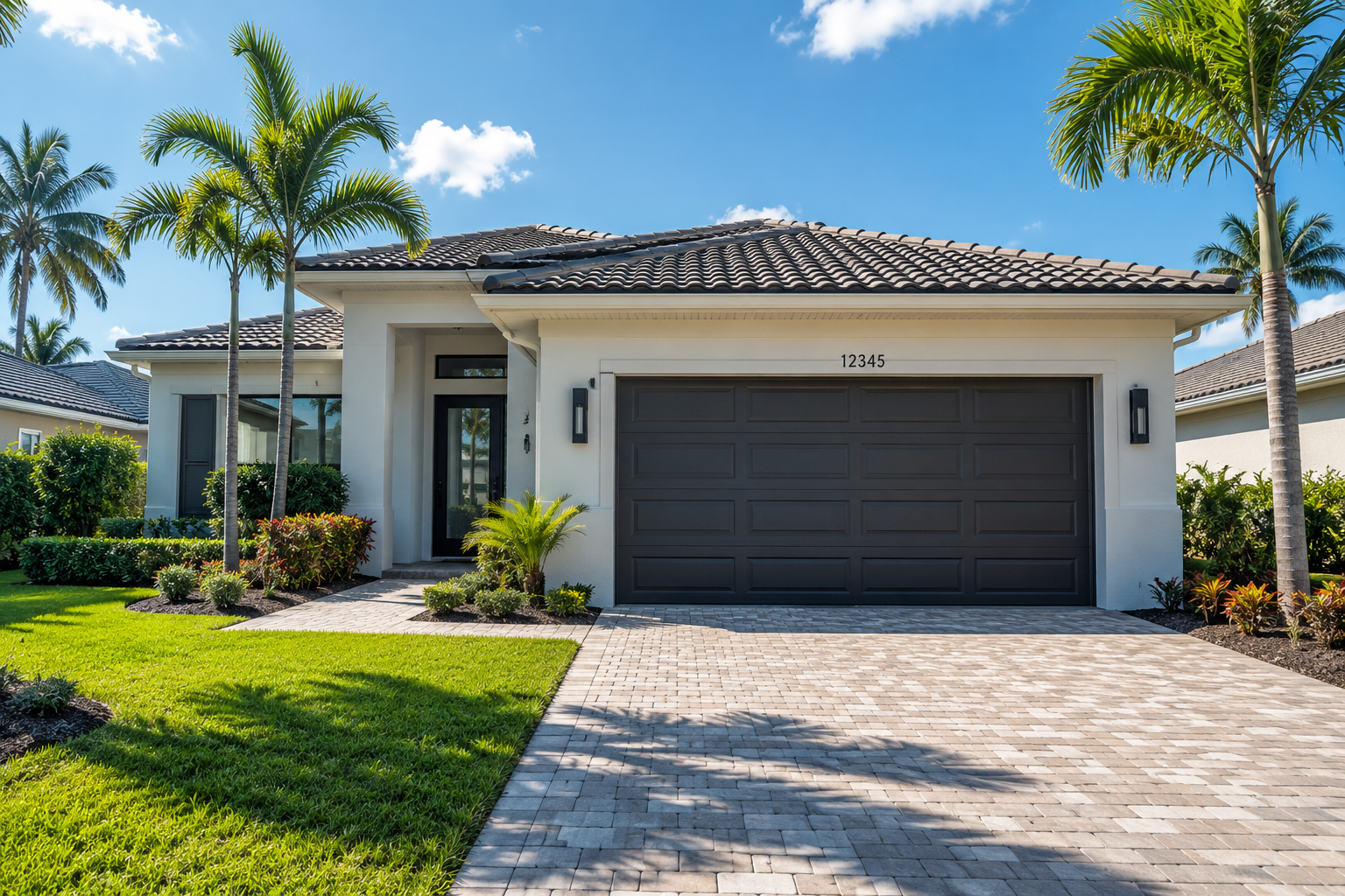 Illustrative gray sectional garage door